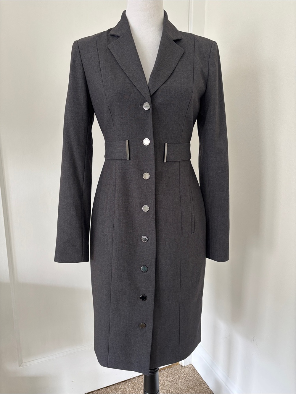 Calvin Klein Charcoal Gray Coat Dress Size 4